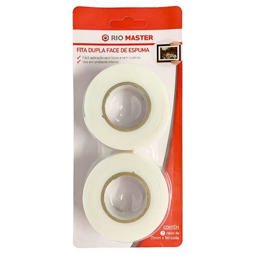 Fita dupla face de espuma com 2 peças 17mmx1m Rio Master