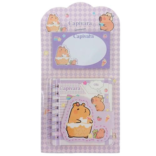 Jogo de Bloco de Anotação Capivara 2 Peças 7,5cm em Papel Interponte