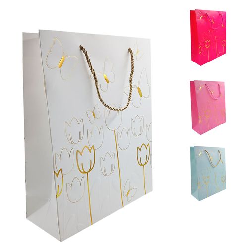 Sacola P/ Presente Tulip e Butterfly 26x10cm em Papel JML