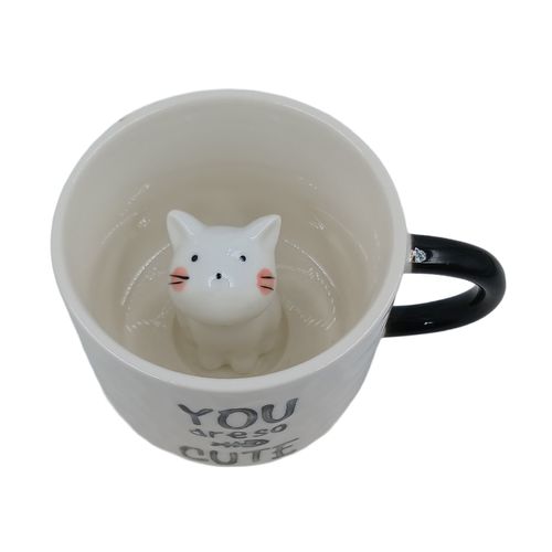 Xícaras C/Pires kitten 220ml em Ceramica Lila Home