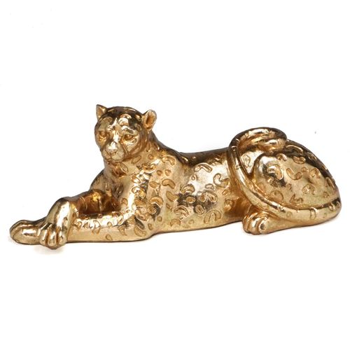Leopardo Decorativo 30x8cm em Resina Mabruk