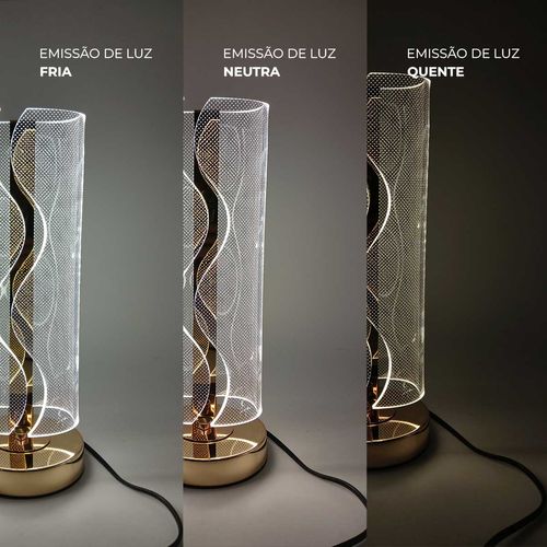 Luminária de Mesa Decorativa 34x12,8cm em Acrílico e Ferro Imporiente