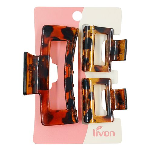 Kit Prendedor de Cabelo 3 Peças 8x12cm em Plastico  Livon