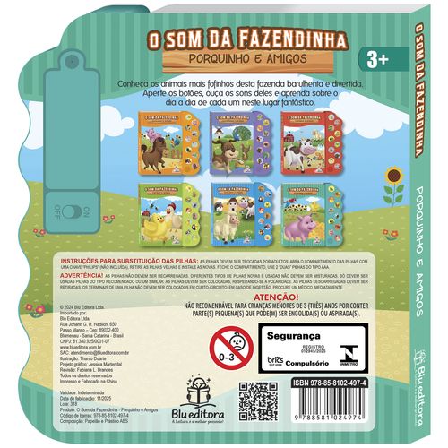 Livro Sonoro O Som Da Fazendinha 21,5x19,5cm em Papel Blu Editora
