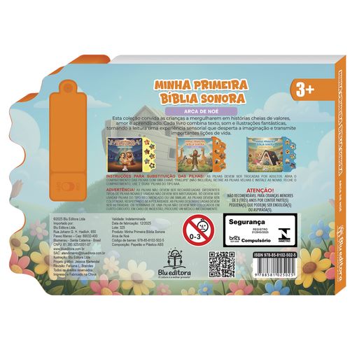 Livro Sonoro Histórias Bíblicas 24x17cm em Papel Blu Editora