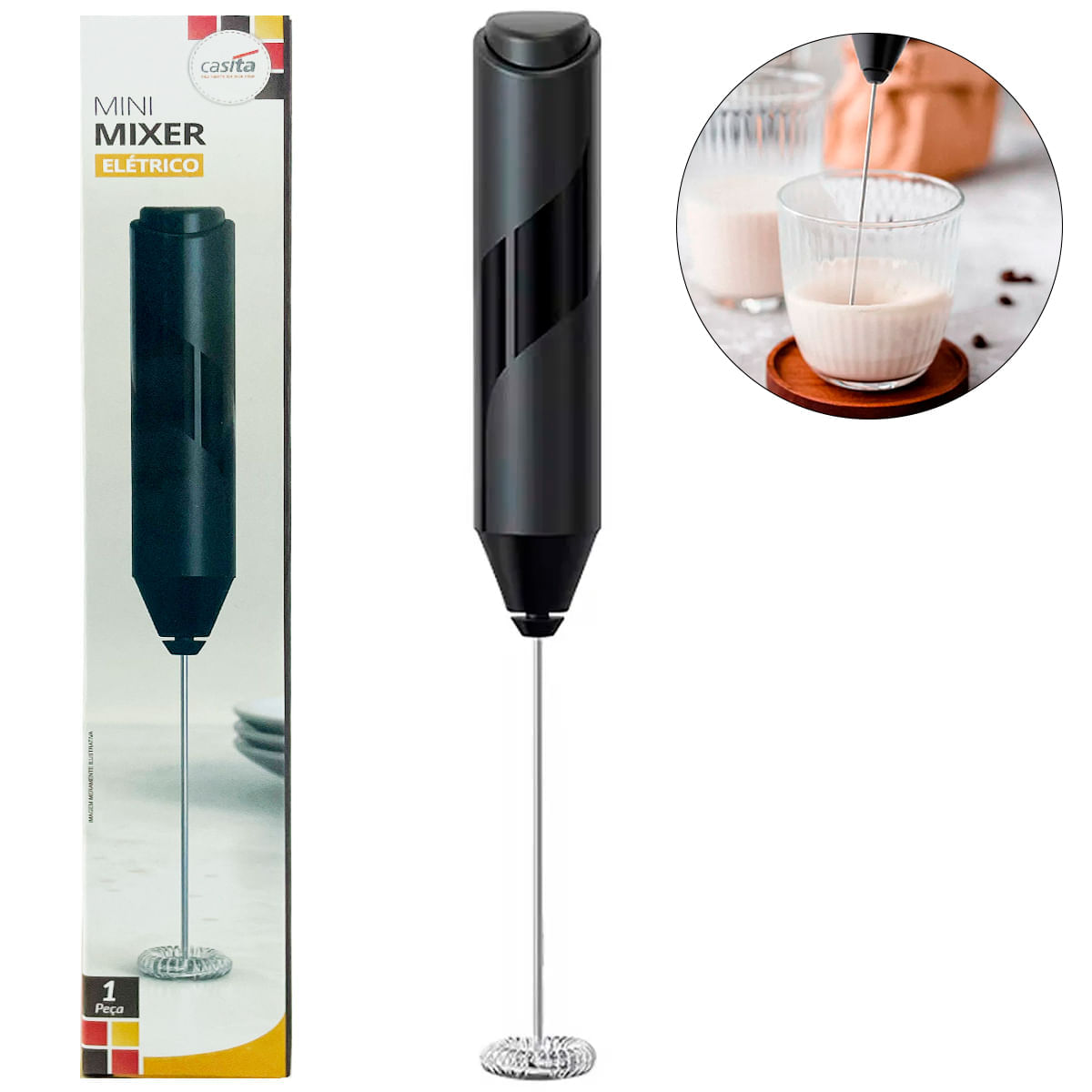 Mini Mixer Elétrico 22,4cm em Aço Inox Casita