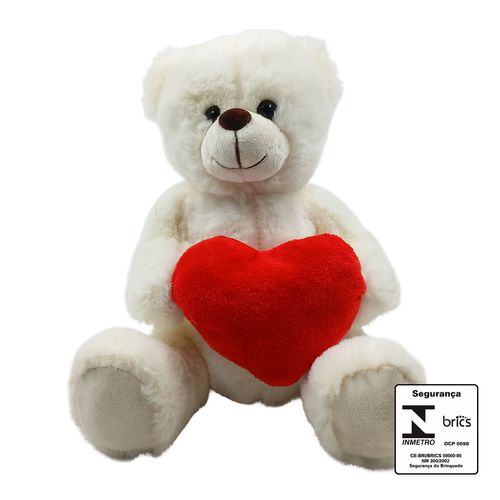 Urso De Pelúcia Coração 20cm em Poliéster Multiart