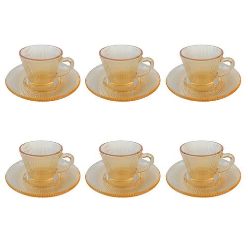 Jogo de Xicaras Cannelé 12 Peças 90ml em Vidro Dolce Home