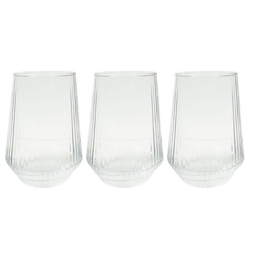 Jogo de Copo Canelado 3 Peças 390ml em Vidro Flashgoods