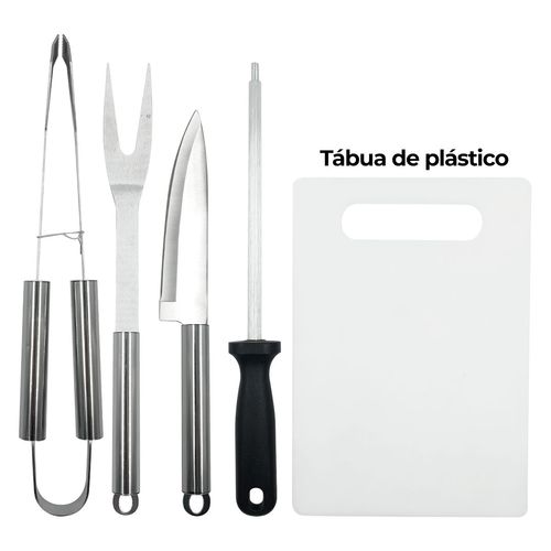 Kit Churrasco 6 Peças em Aço Inox Imporiente
