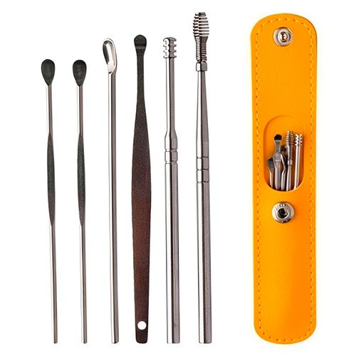 Kit Limpeza P/ Orelhas 6 Peças em Metal Moment