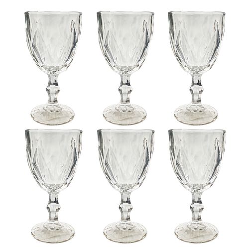 Jogo de Taças Cristal 6 Peças 330ml em Vidro Bela Flor