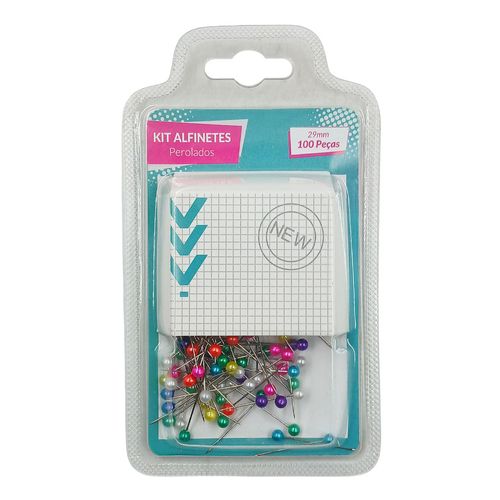 Kit Alfinetes Perolados 29mm 100 Peças em Ferro Imporiente