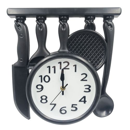 Relógio de Parede Utensílios Cozinha 27,5x30cm em Plástico Y888