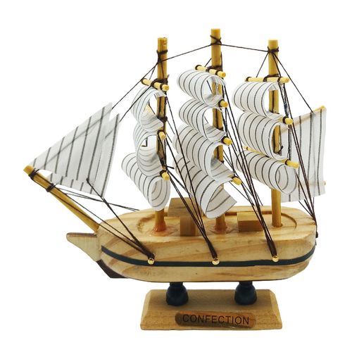 Barco Decorativo 14cm em Madeira Livon