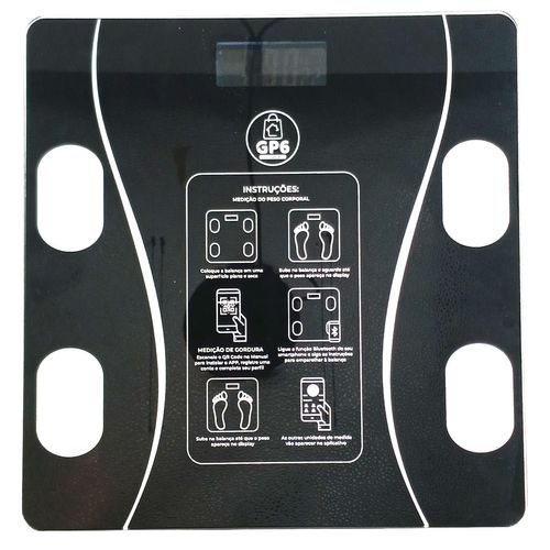 Balança Bioimpedância 180Kg Bluetooth em Vidro WS Comércio