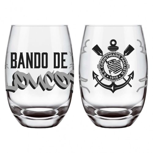 Copo Drink Corinthians 2 Peças  300ml em Vidro Allmix