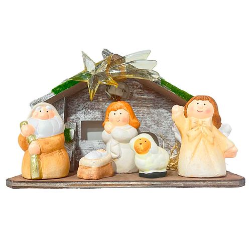 Presépio Decorativo 22,5x14,5cm em Porcelana Wincy