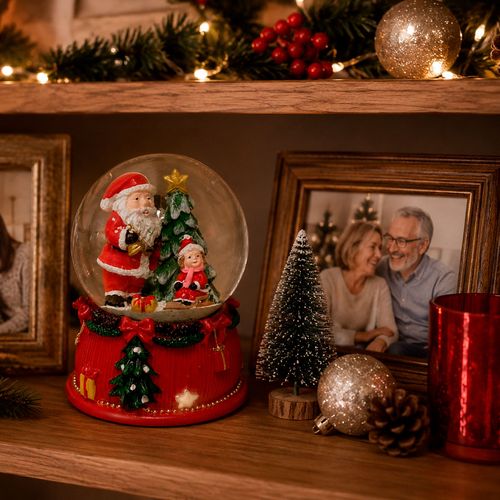 Globo Natalino Papai Noel 6,7x8cm em Plástico Rio Master