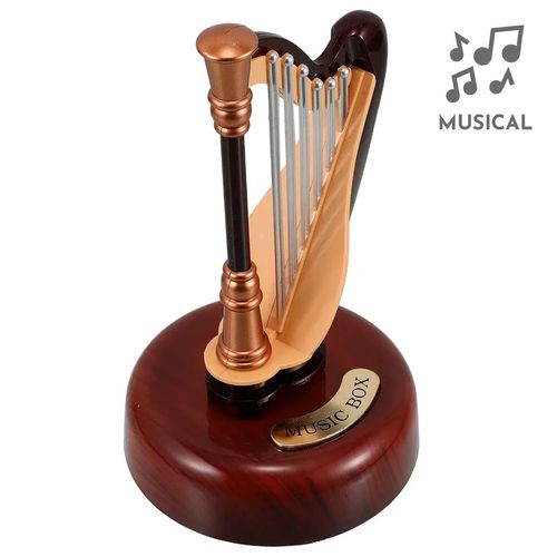 Caixa Musical Harpa Decorativa 18cm em Plástico Casa Sorte