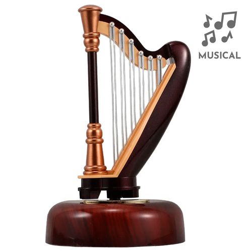 Caixa Musical Harpa Decorativa 18cm em Plástico Casa Sorte
