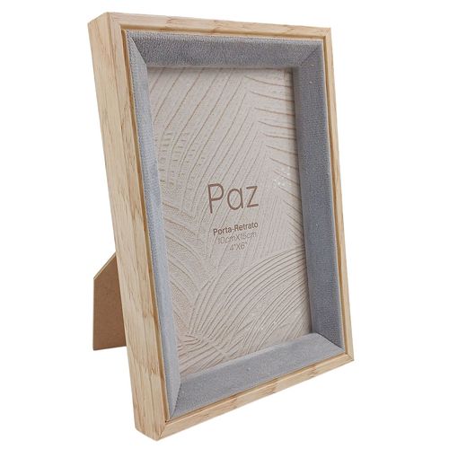 Porta Retrato Veludo Decorativo 10x15cm Madeira Dcarte