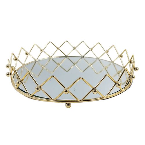 Bandeja Espelhada Decorativa 23x23x5 em Metal Dcarte