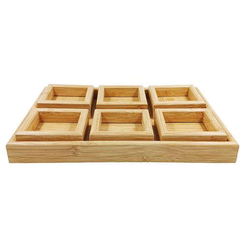 Jogo De Petisqueira 7 Peças 35x25cm em Bambu Cascavel