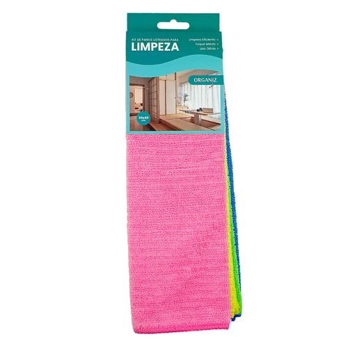 Jogo Pano de Limpeza 4 Peças 30x40cm em Microfibra Kehome