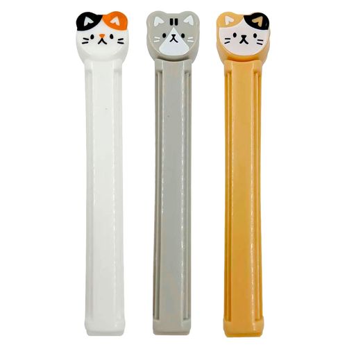 Prendedor P/ Embalagem Gato 3 Peças em Plástico Tokyo Design