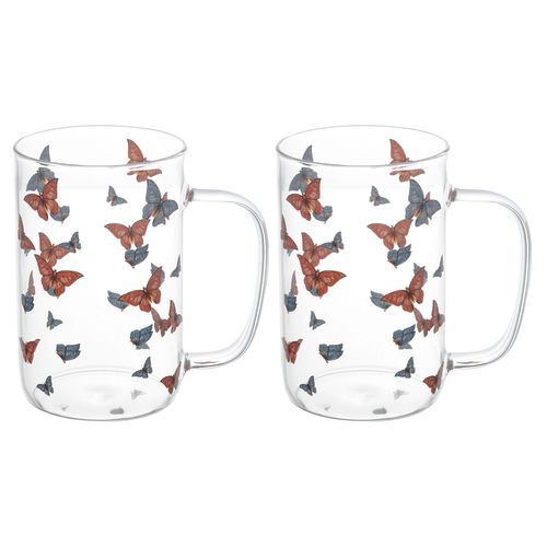 Jogo de Canecas Butterfly 2 Peças 280ml em Vidro Wolff