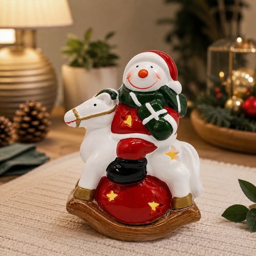 Boneco Natalino Decorativo Led 13,6x9,8cm em Cerâmica Wincy