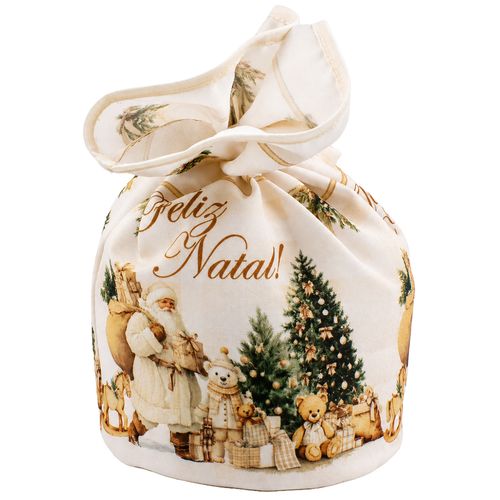 Porta Panetone Feliz Natal 27,5x15cm em Poliéster NSW NAC