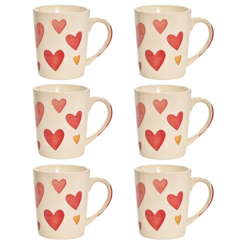 Jogo de Canecas Love 6 Peças 100ml em Cerâmica Rio de Ouro