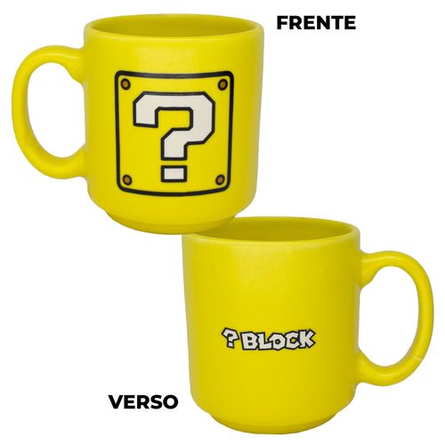 Mini Caneca Super Mario Bloco 100ml em Cerâmica Zona Criativa
