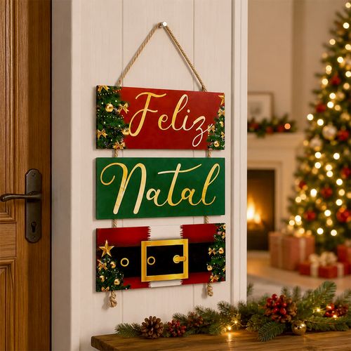 Placa Decorativa Natalina 43x25cm em MDF NSW