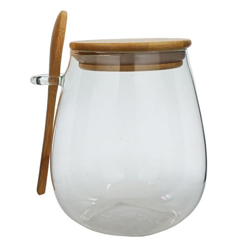 Pote Hermético C/ Tampa Bambu 700ml em Vidro Flashgoods