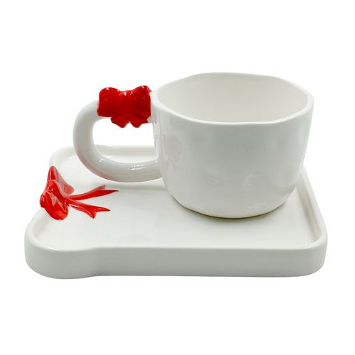 Xícara C/ Pires Ties 200ml em Ceramica Lila Home