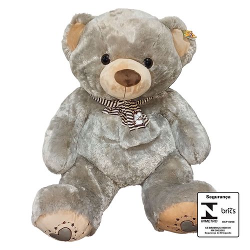 Urso de Pelúcia C/ Cachecol 80cm em Poliéster Fizzy