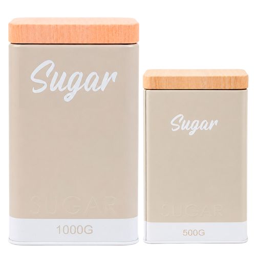 Kit Lata Sugar 2 Peças 1000g/ 500g em Metal Livon