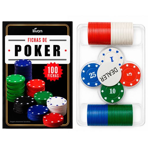 Ficha Poker Numeradas 100 Peças em Plástico Livon