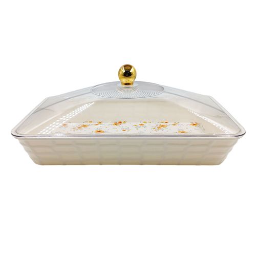 Bandeja Retangular Decorativa C/Tampa 37cm em Plástico Y888