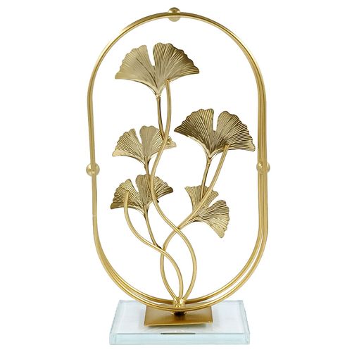 Escultura Decorativa Folha 28x17x8cm em Metal Grace
