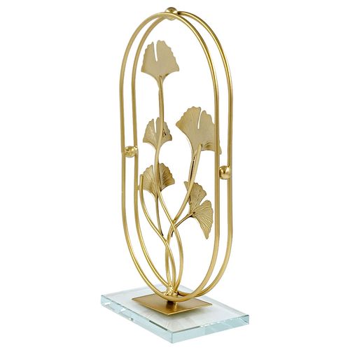 Escultura Decorativa Folha 28x17x8cm em Metal Grace