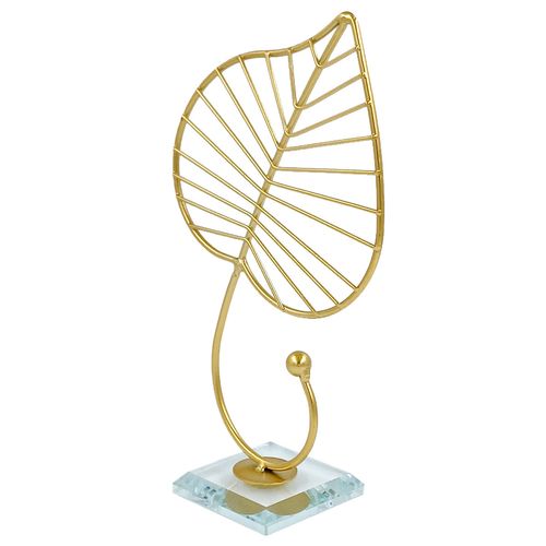 Escultura Decorativa Folha 22x12,5cm em Metal Grace