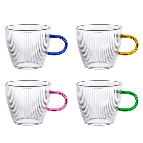 Jogo de Caneca Colorida 4 Peças 100ml em Vidro Hauskraft