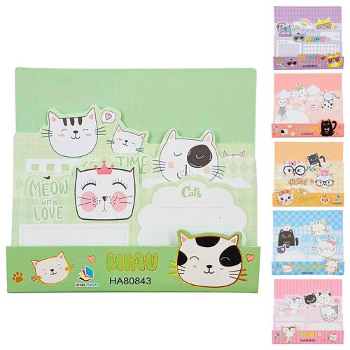 Bloco De Anotação Autoadesivo Gatinho 14,5x11cm Em Papel Interponte