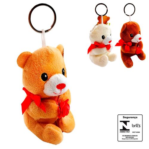 Chaveiro Urso de Pelúcia 11cm em Poliéster Fizzy