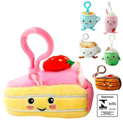Chaveiro Coffee Food de Pelúcia 13cm em Poliéster Fizzy