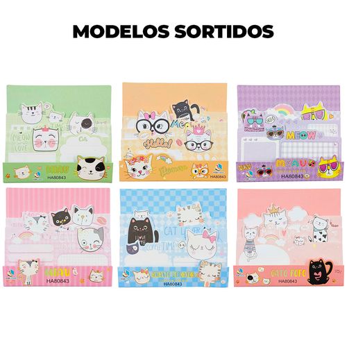 Bloco De Anotação Autoadesivo Gatinho 14,5x11cm Em Papel Interponte